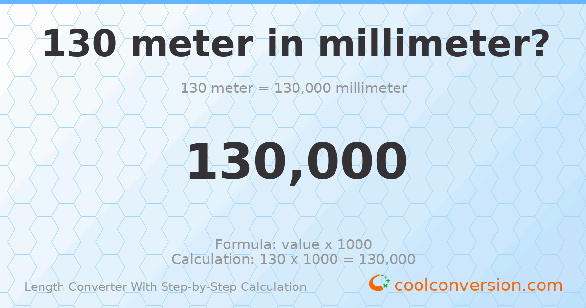 130 meters = 130000 millimeters