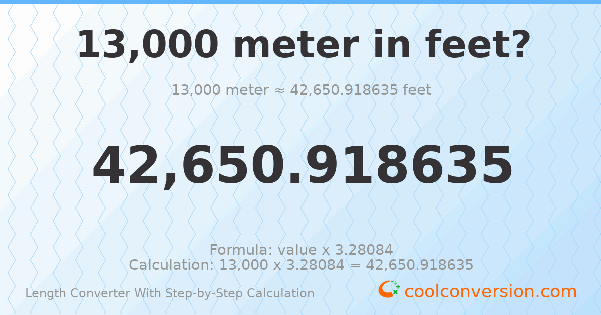 13000 meters = 42650.9 feet