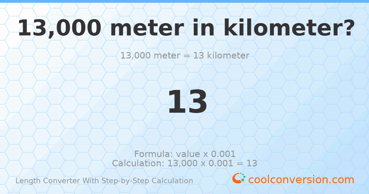 13000 meters = 13 kilometers