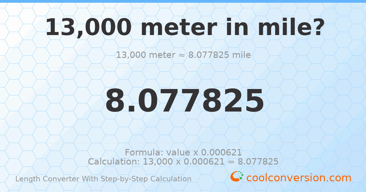 13000 meters = 8.07783 miles