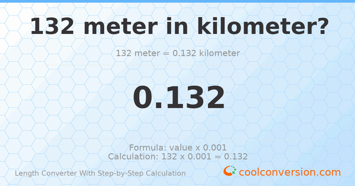 132 meters = 0.132 kilometers