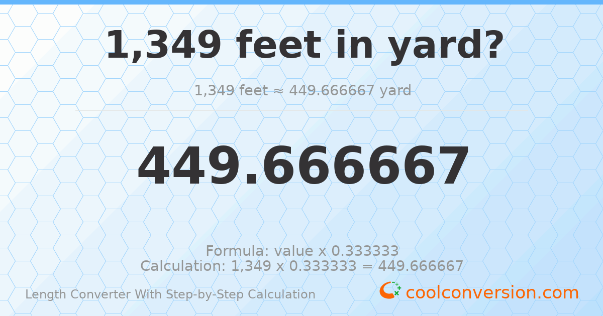 1349 feet = 449.667 yards