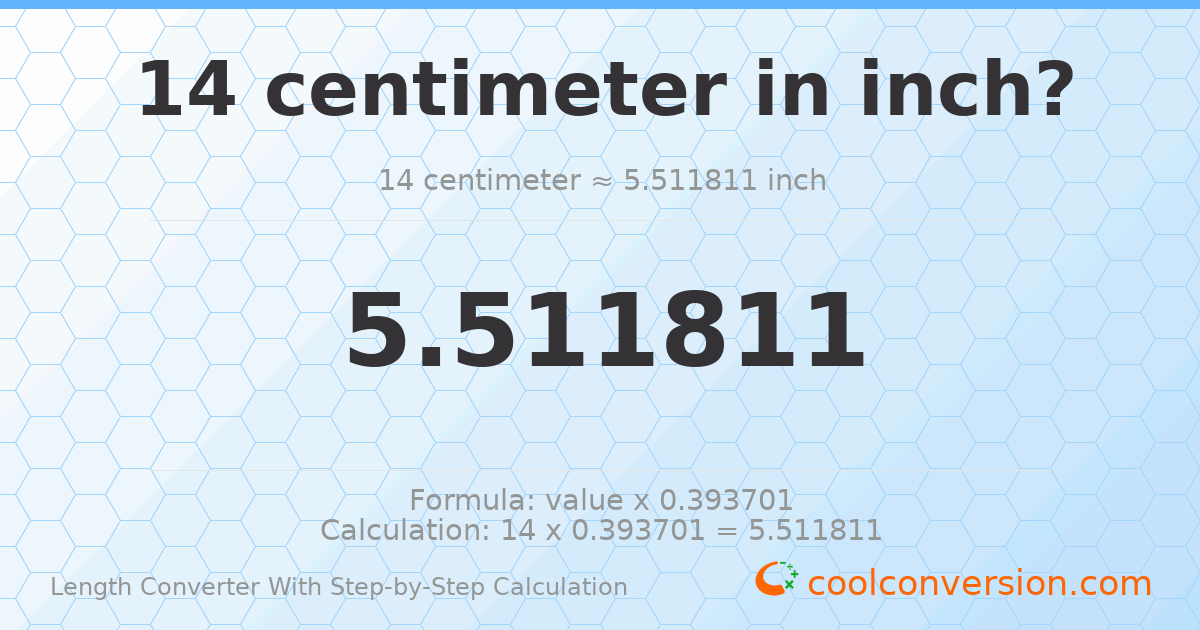 14 centimeters = 5.51181 inches