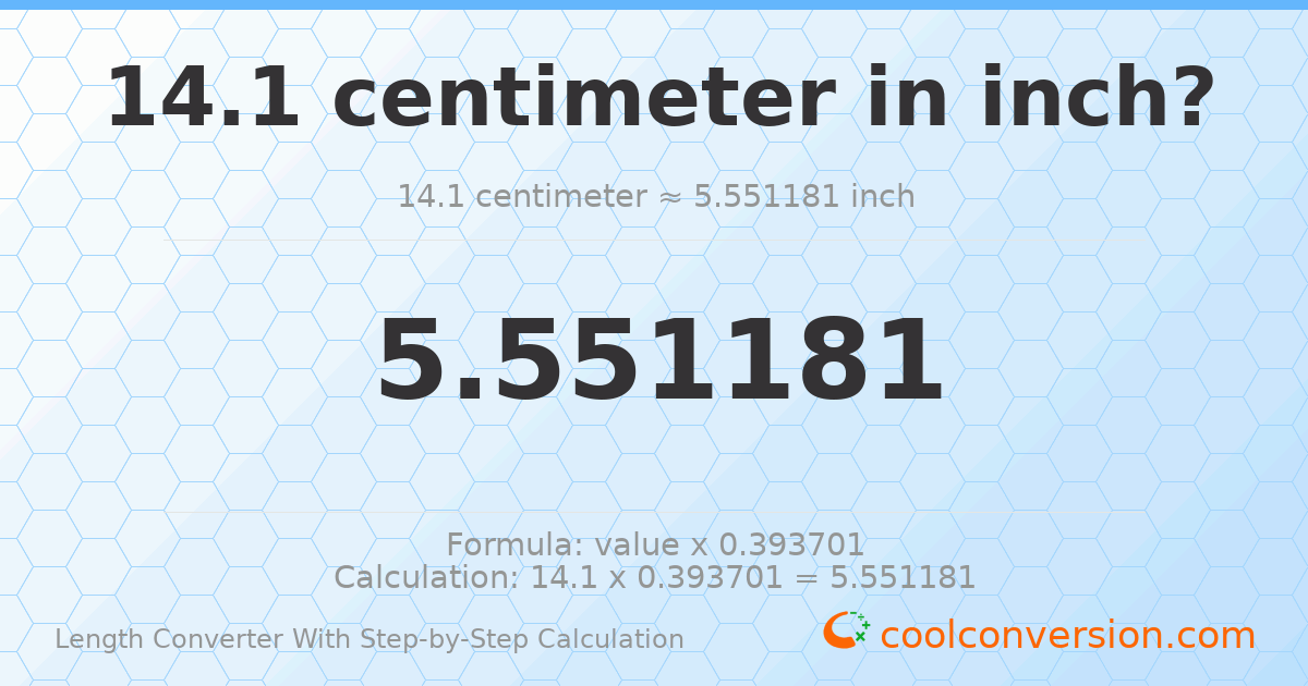 14.1 centimeters = 5.55118 inches