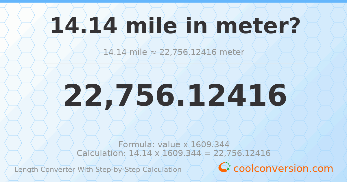 14.14 miles = 22756.1 meters