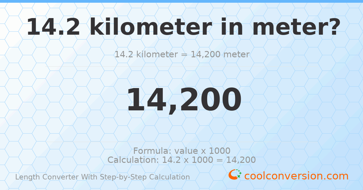 14.2 kilometers = 14200 meters