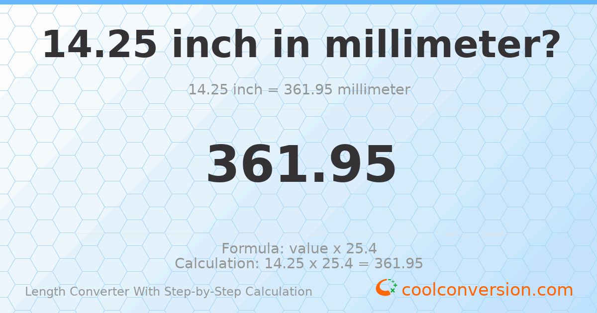 14.25 inches = 361.95 millimeters