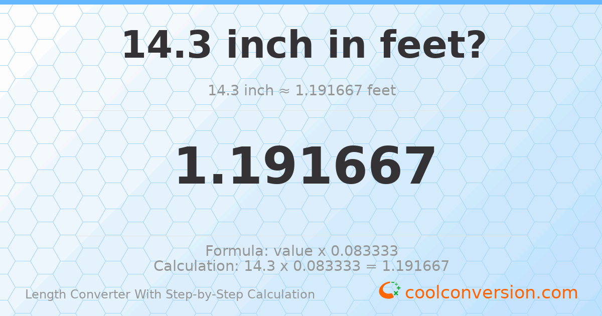 14.3 inches = 1.19167 feet
