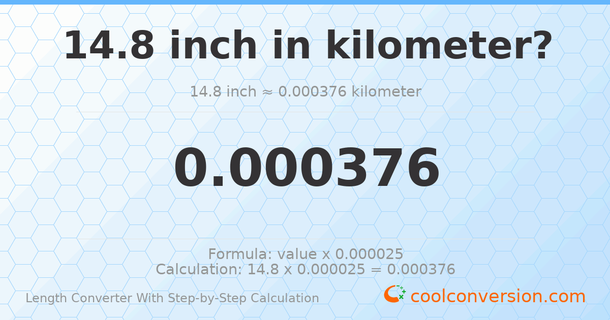 14.8 inches = 0.00037592 kilometers