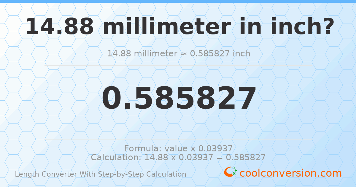 14.88 millimeters = 0.585827 inches