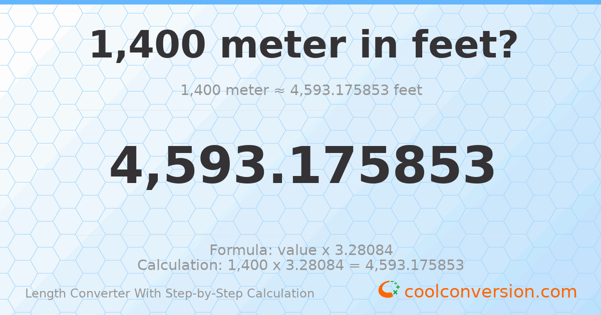 1400 meters = 4593.18 feet