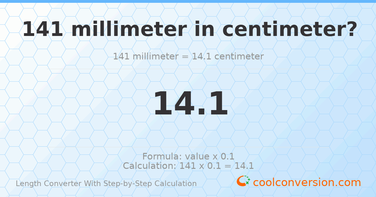 141 millimeters = 14.1 centimeters