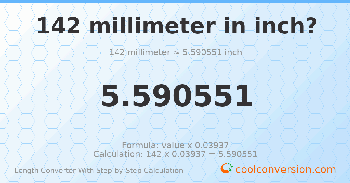 142 millimeters = 5.59055 inches