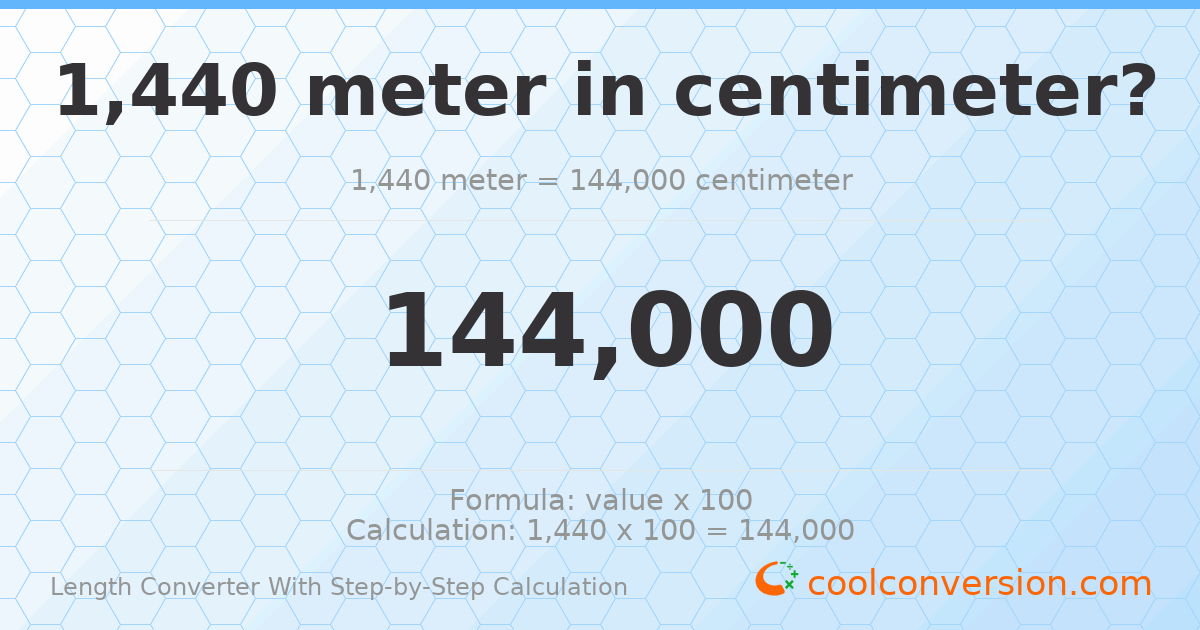 1440 meters = 144000 centimeters