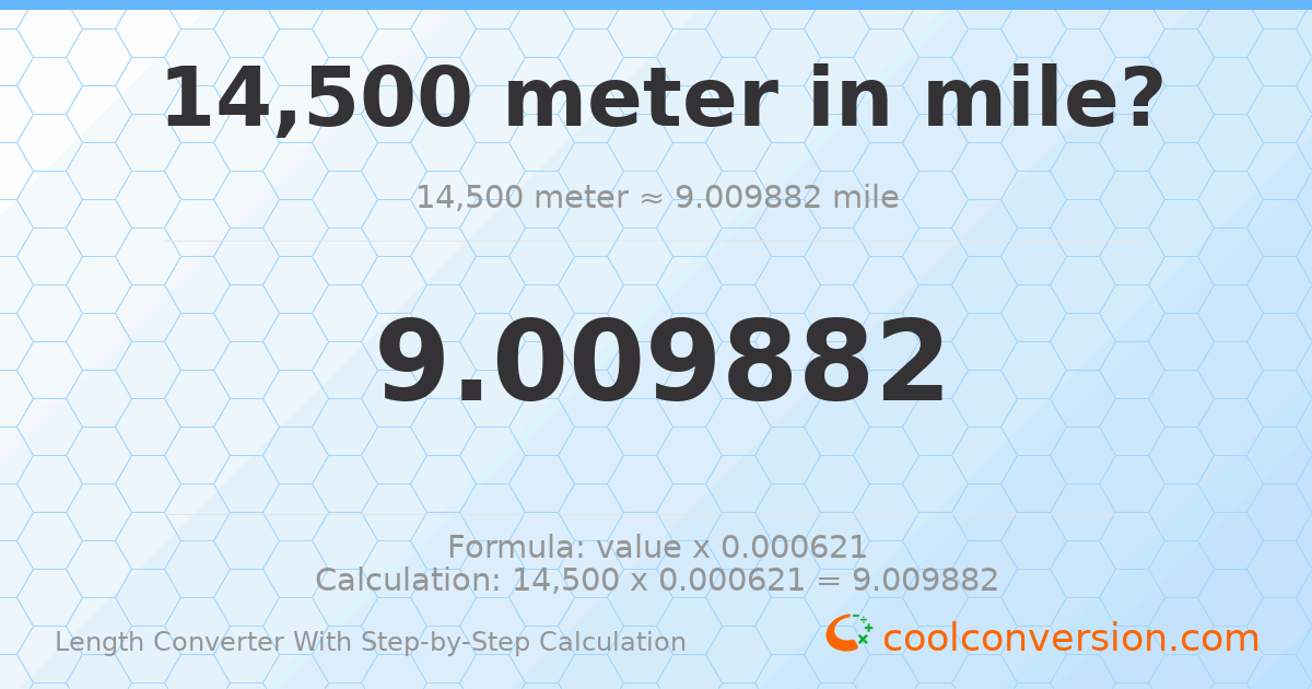 14500 meters = 9.00988 miles