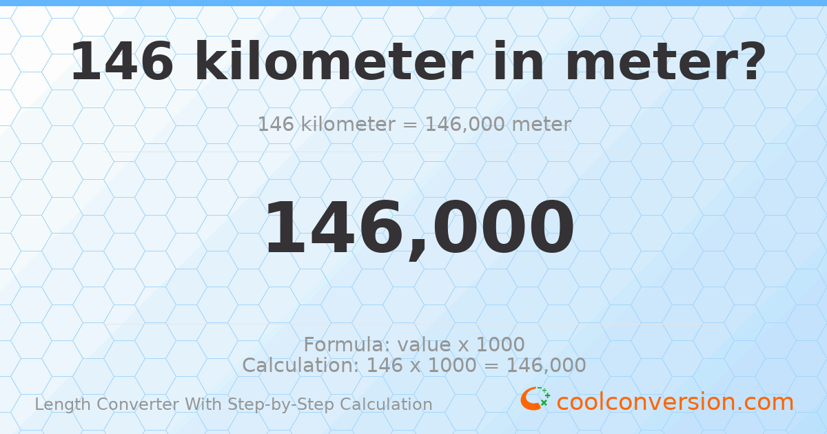 146 kilometers = 146000 meters