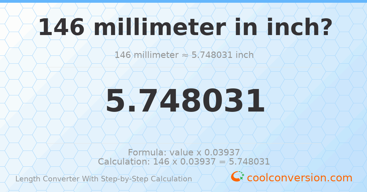 146 millimeters = 5.74803 inches