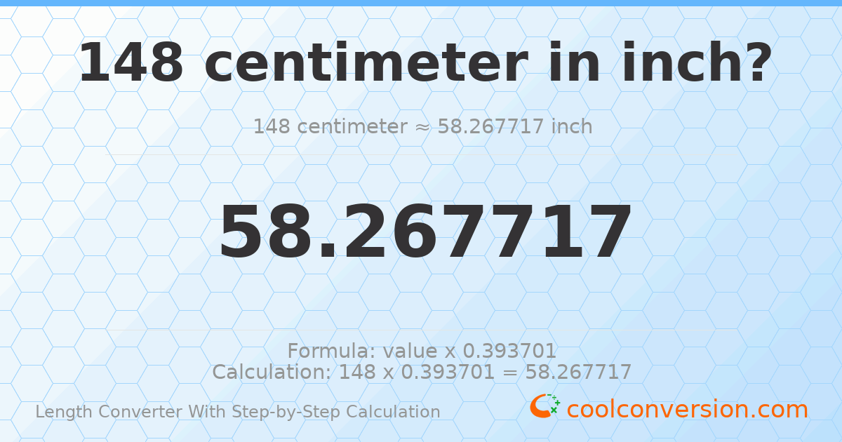 148 centimeters = 58.2677 inches