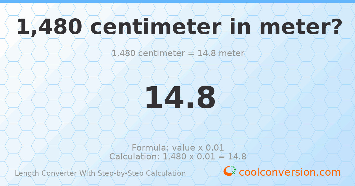 1480 centimeters = 14.8 meters