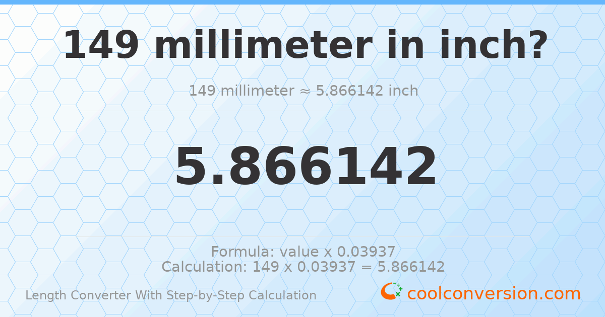 149 millimeters = 5.86614 inches