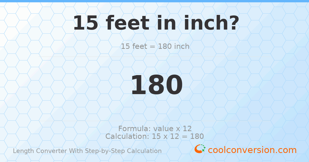 15 feet = 180 inches