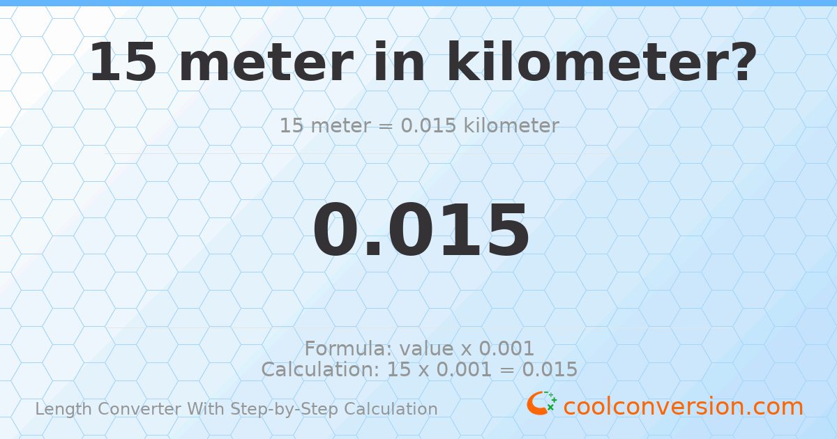 15 meters = 0.015 kilometers