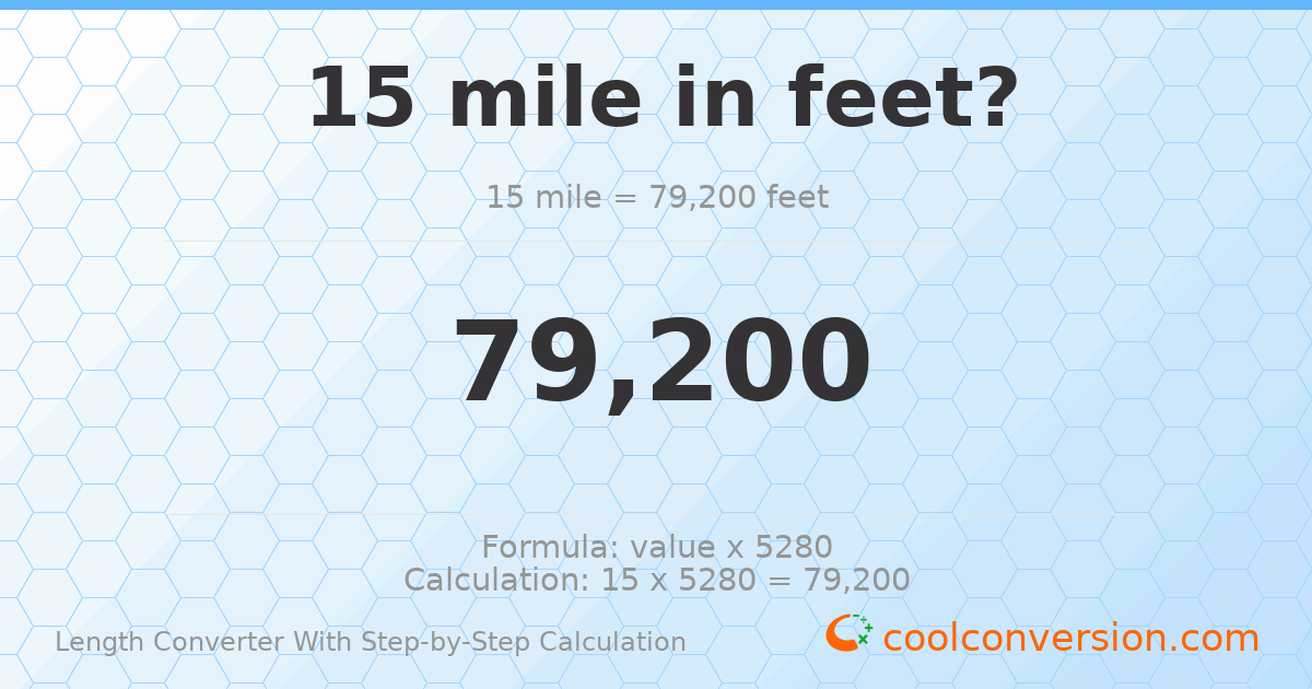 15 miles = 79200 feet