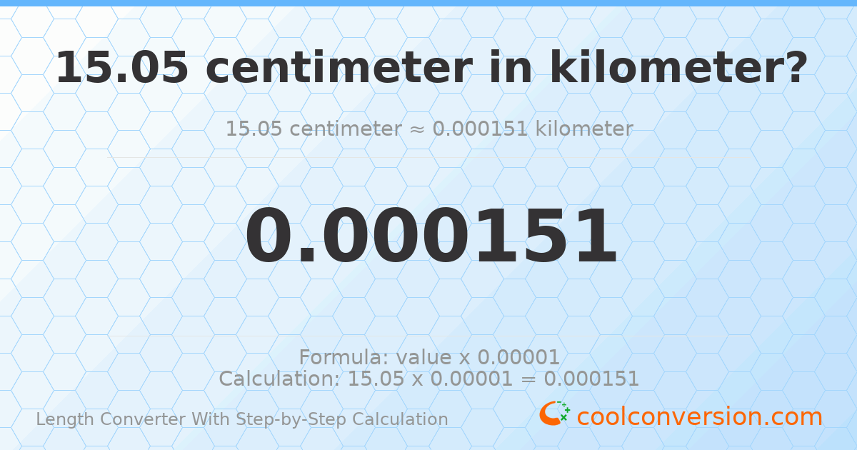 15.05 centimeters = 0.0001505 kilometers