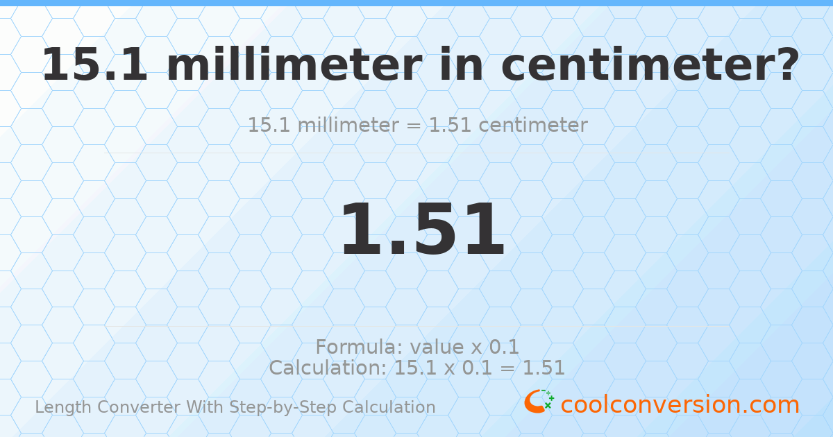15.1 millimeters = 1.51 centimeters