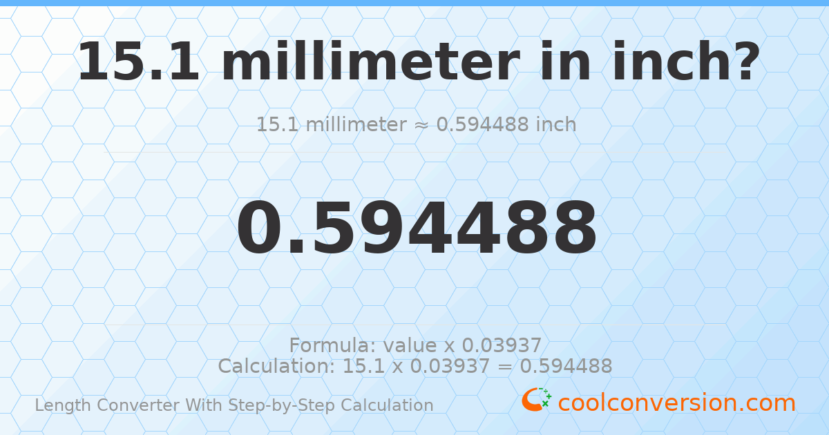 15.1 millimeters = 0.594488 inches