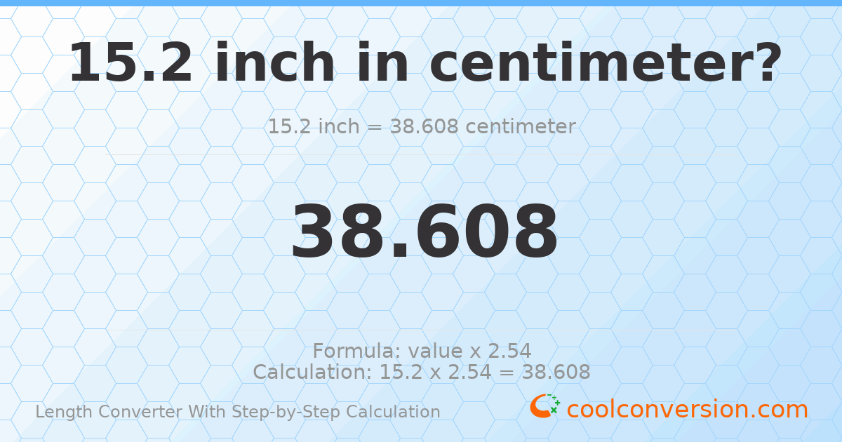 15.2 inches = 38.608 centimeters