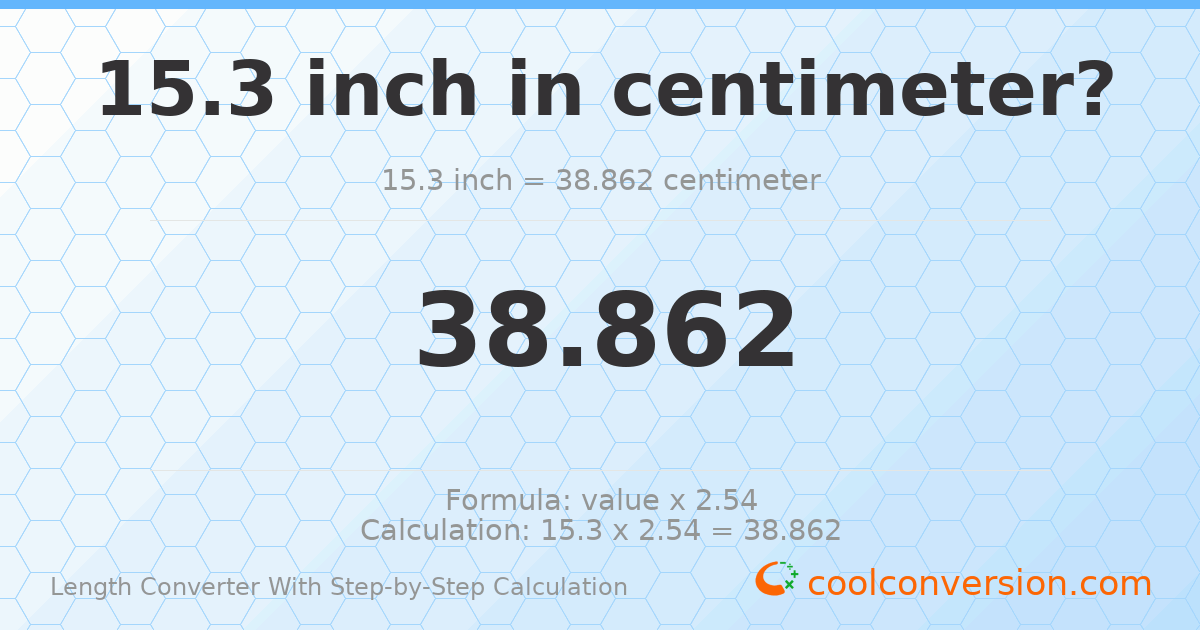 15.3 inches = 38.862 centimeters