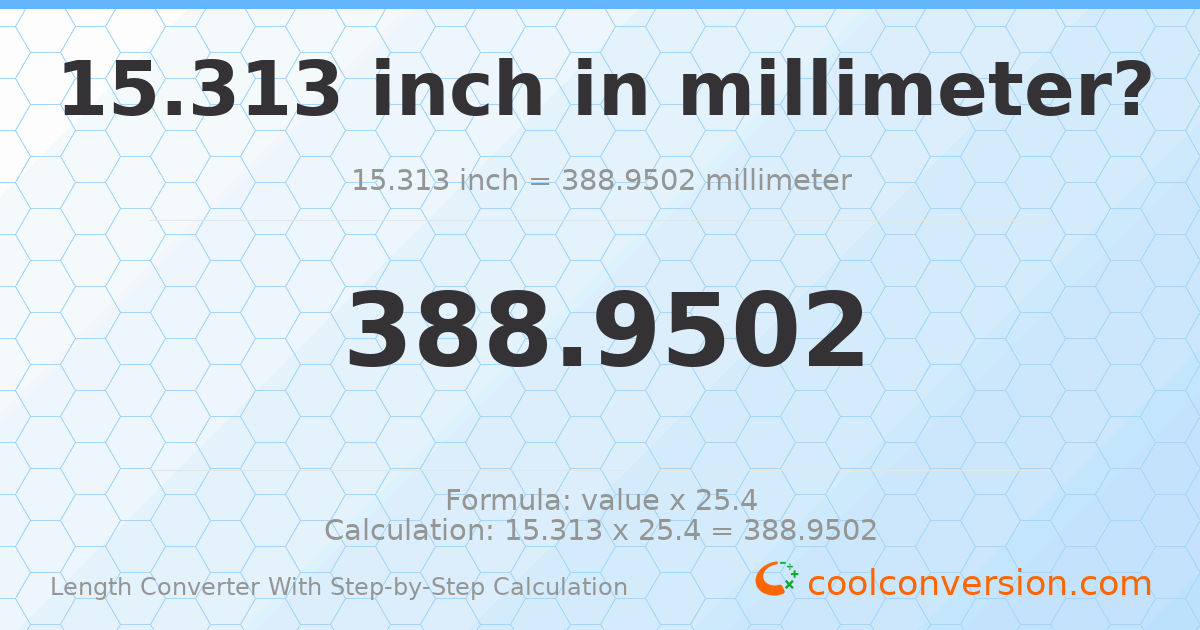 15.313 inches = 388.95 millimeters