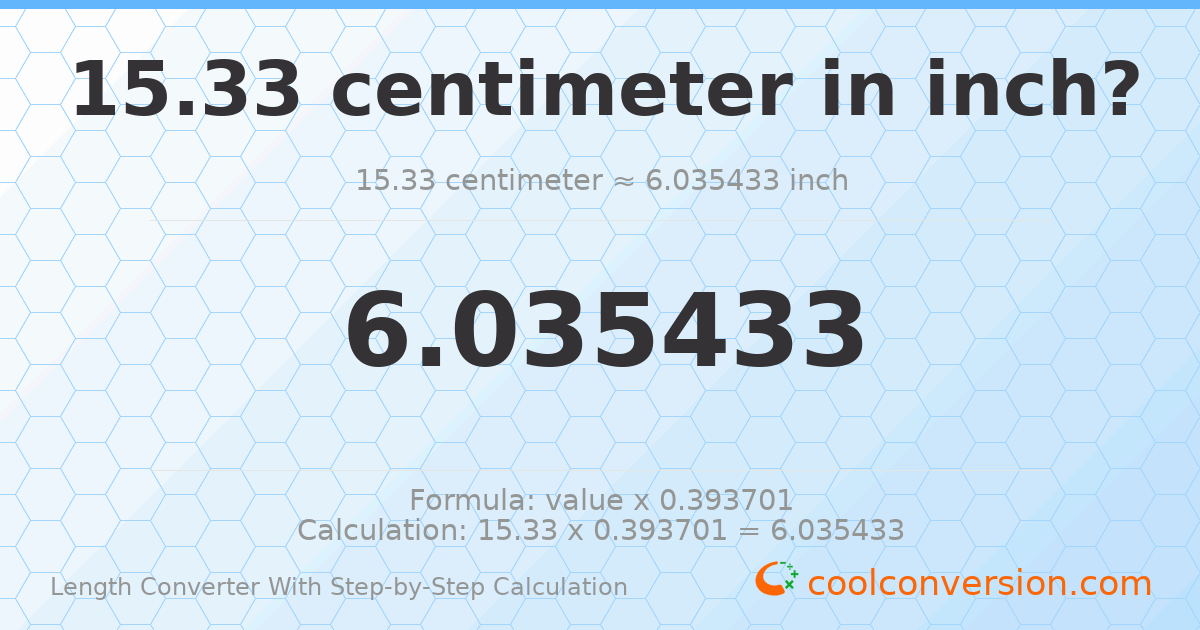 15.33 centimeters = 6.03543 inches