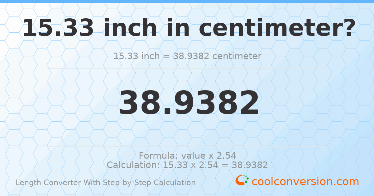 15.33 inches = 38.9382 centimeters