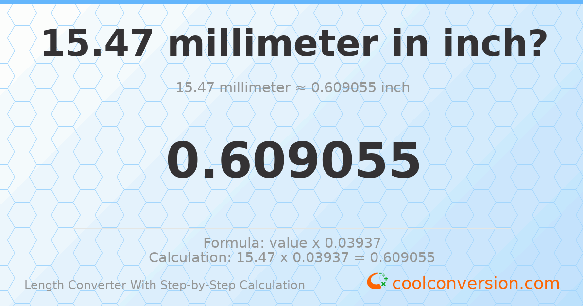 15.47 millimeters = 0.609055 inches