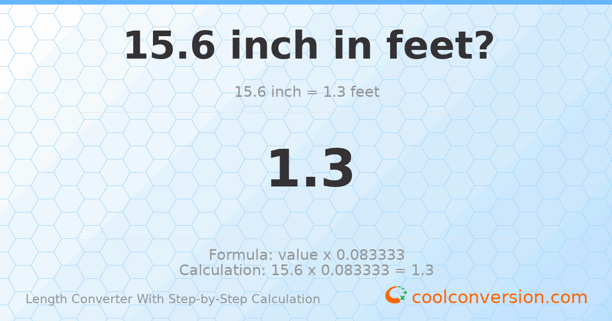 15.6 inches = 1.3 feet