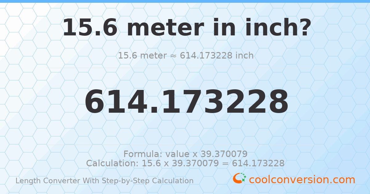 15.6 meters = 614.173 inches