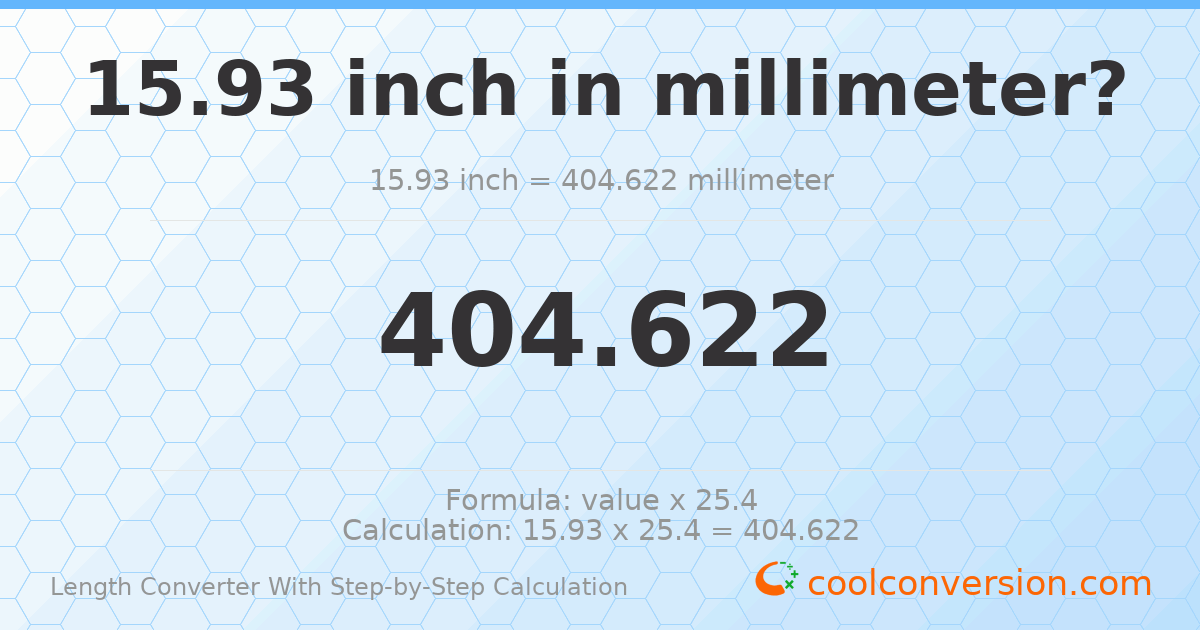 15.93 inches = 404.622 millimeters