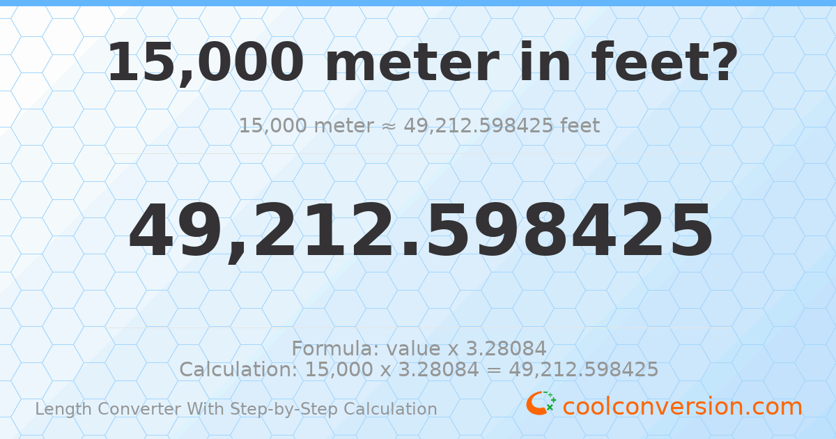 15000 meters = 49212.6 feet