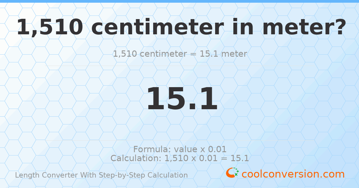 1510 centimeters = 15.1 meters
