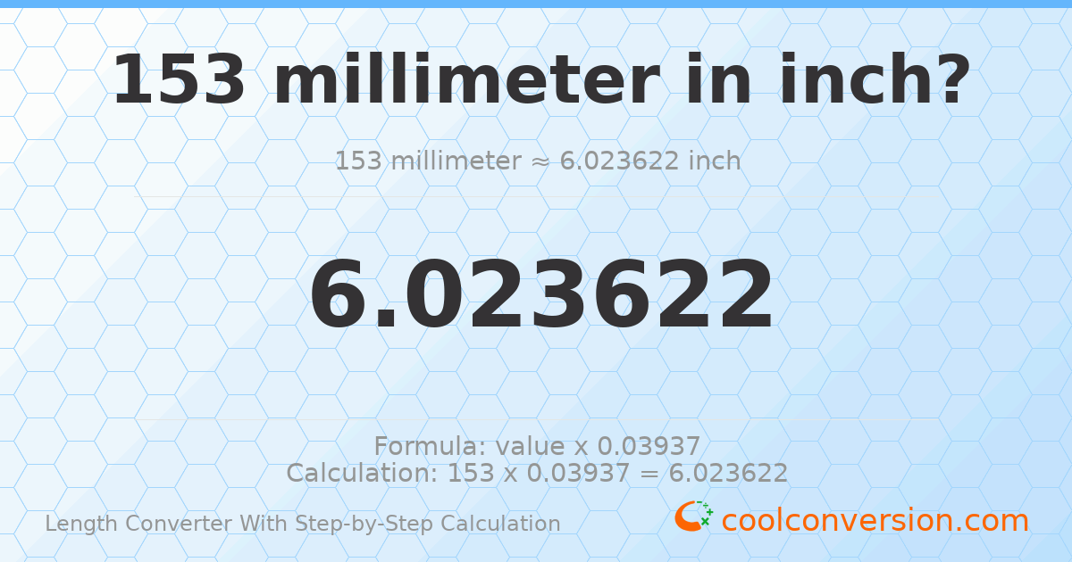 153 millimeters = 6.02362 inches