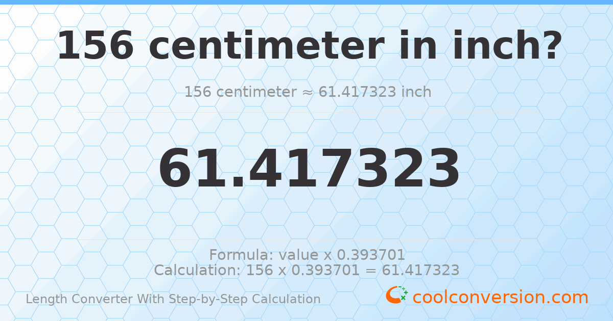 156 centimeters = 61.4173 inches