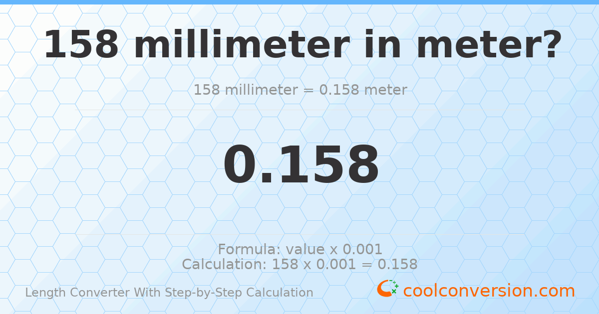 158 millimeters = 0.158 meters