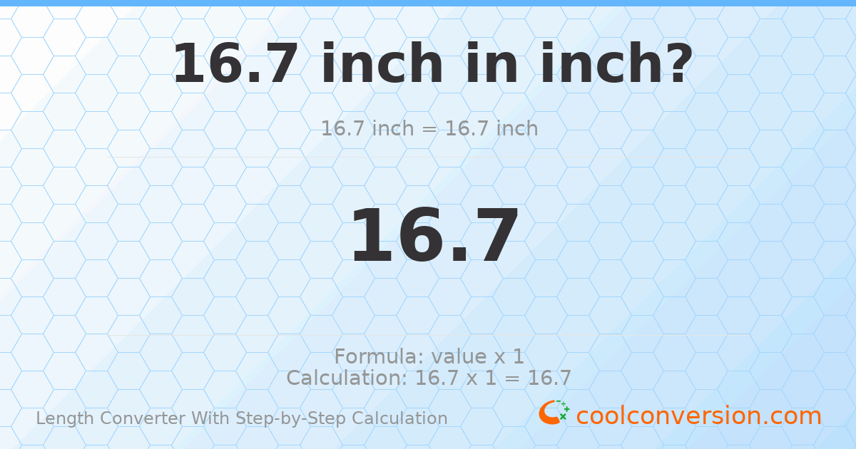 16.7 inches = 16.7 inches
