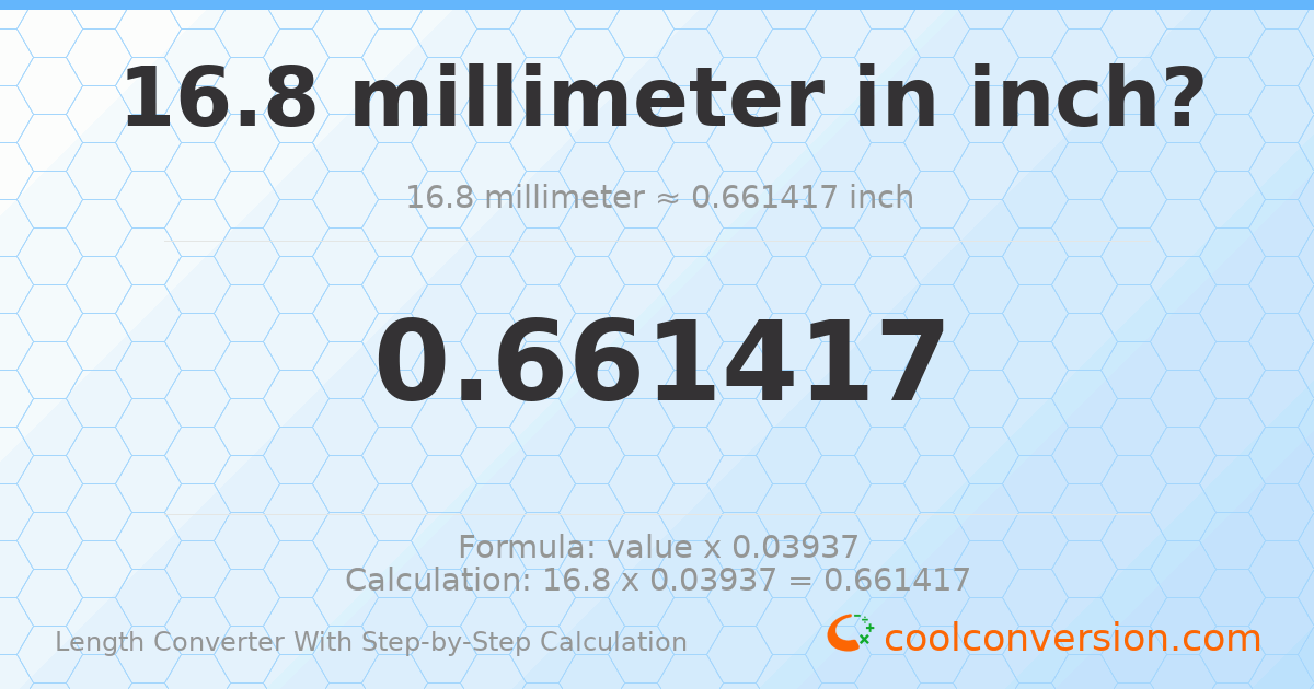 16.8 millimeters = 0.661417 inches