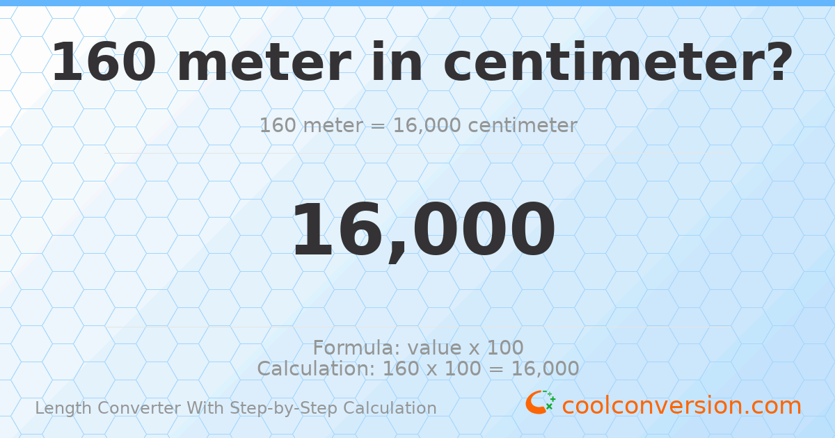 160 meters = 16000 centimeters