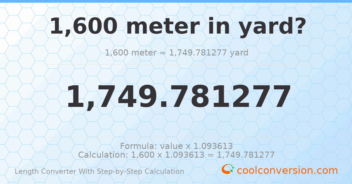 1600 meters = 1749.78 yards