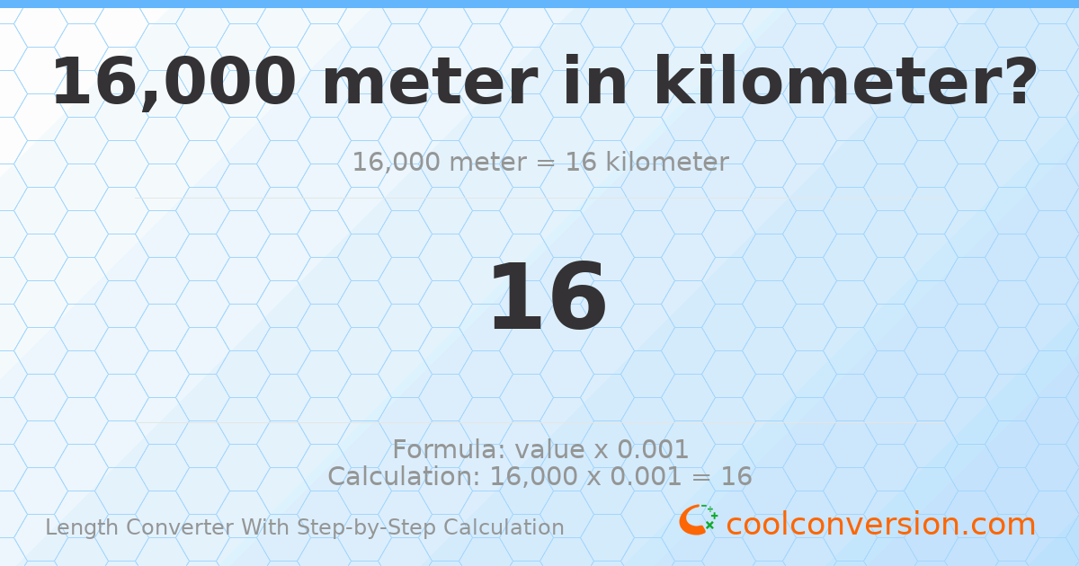 16000 meters = 16 kilometers