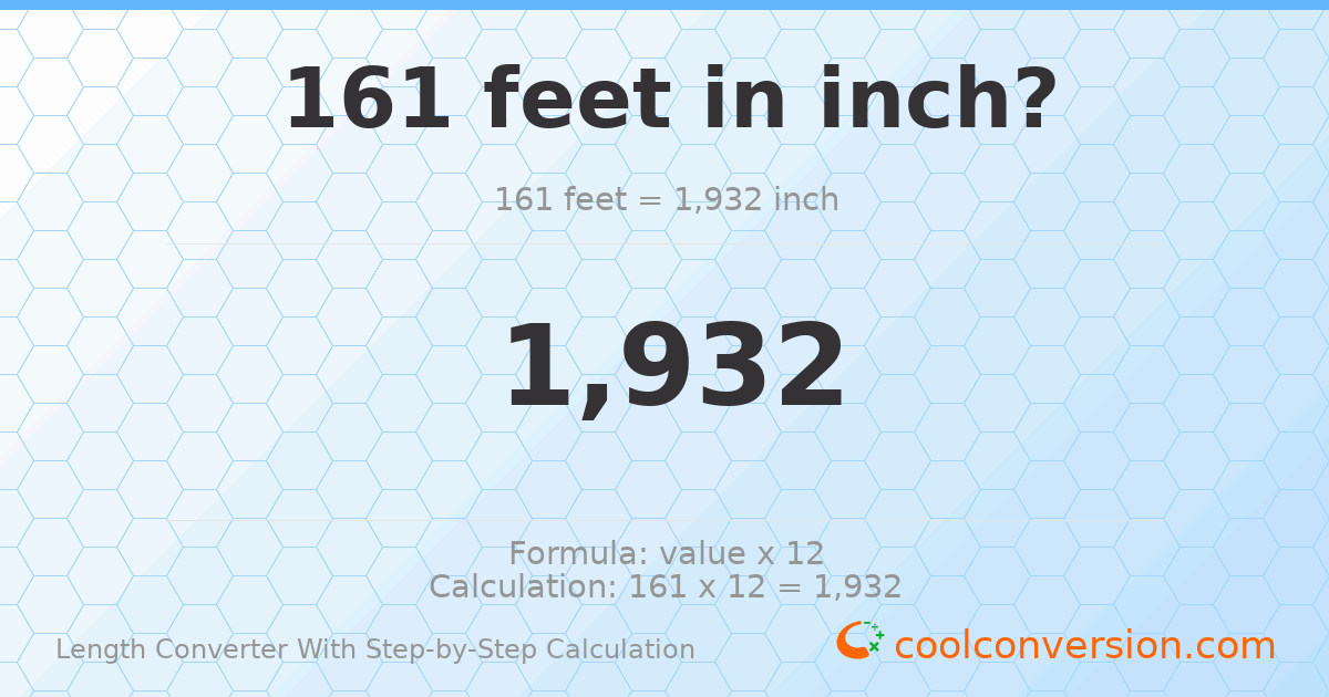 161 feet = 1932 inches